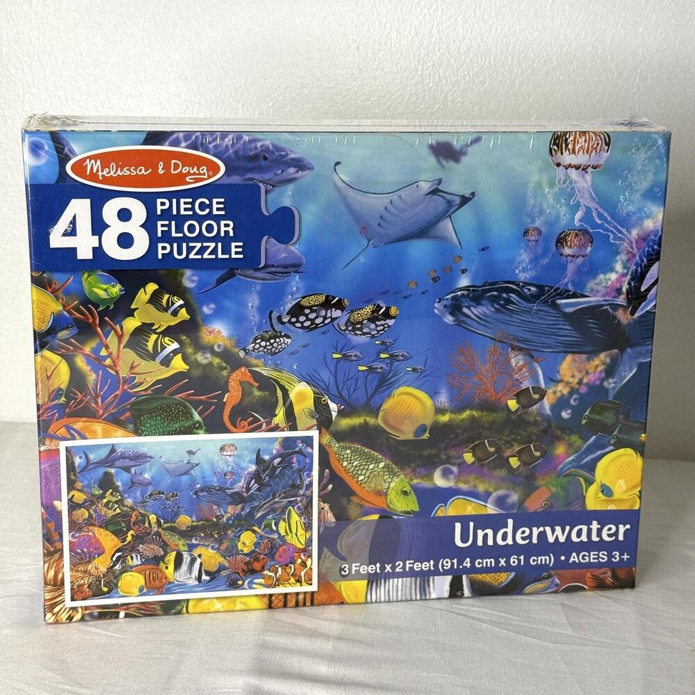 Melissa & Doug Underwater Floor Jigsaw Puzzle 48pc 3ft X 2ft Multicolor Kids NEW